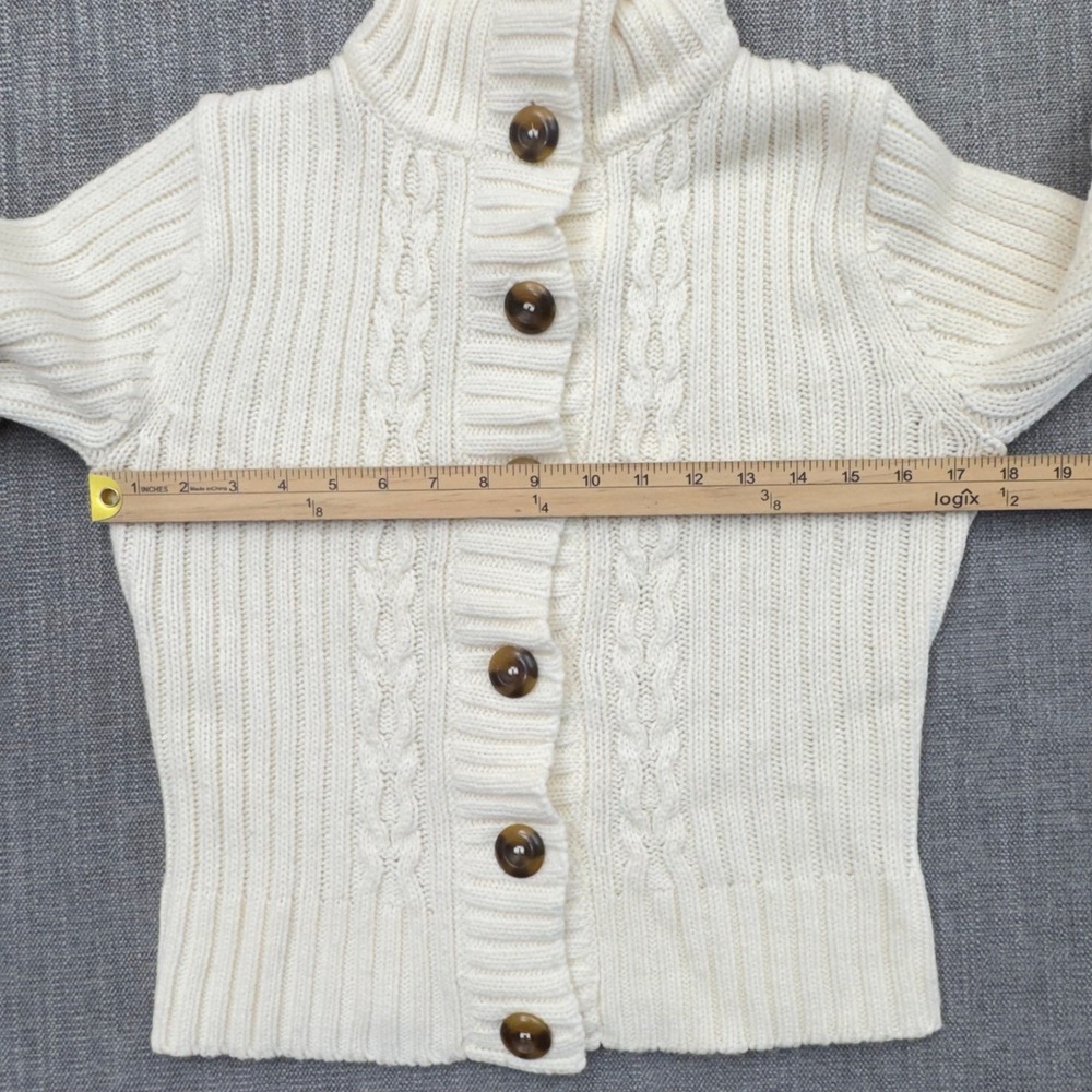 Energie Authentic Women's Large Ivory Cable Knit Shawl Collar Cardigan Y2K - Picture 8 of 15